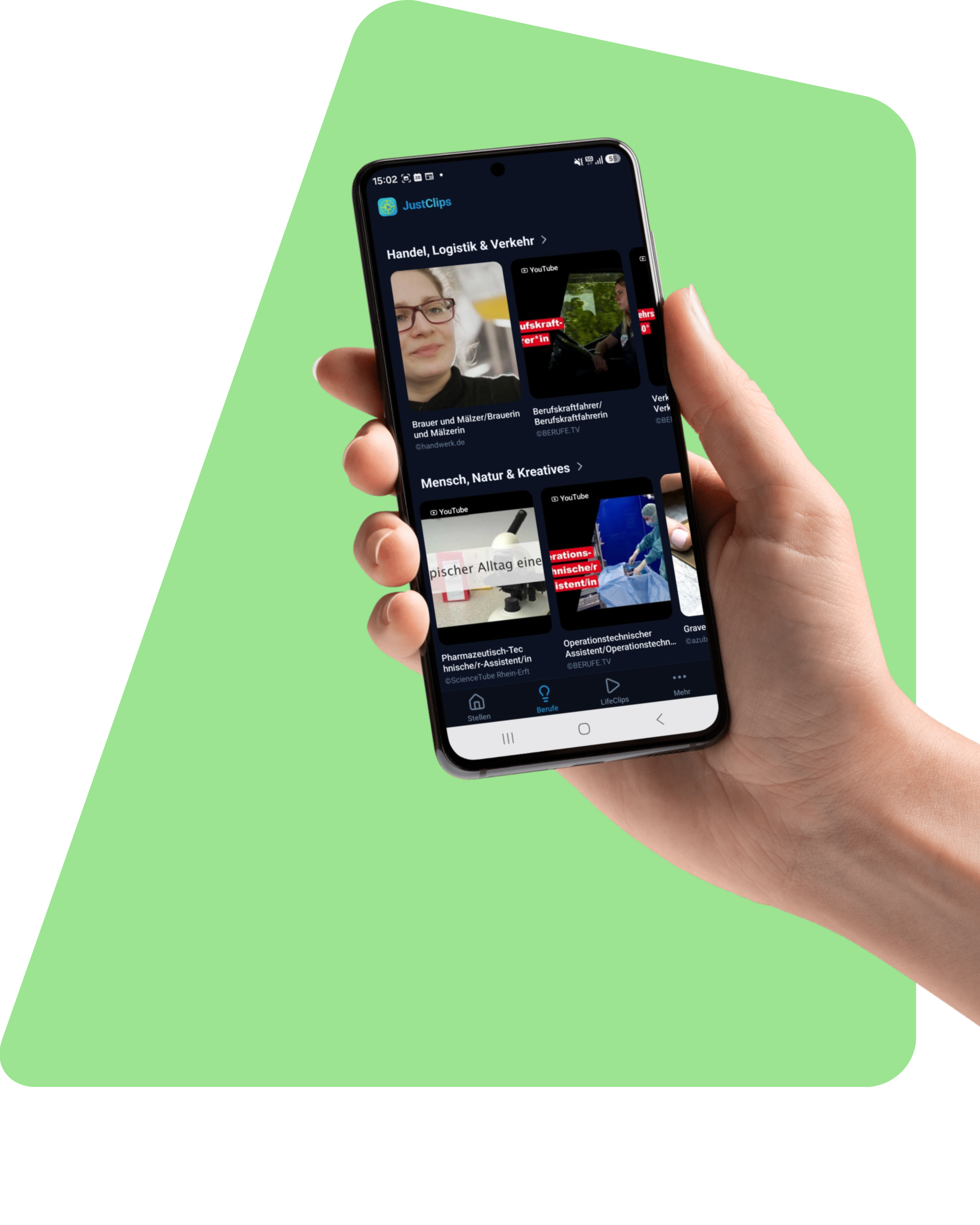 JustClips App auf einem Smartphone
