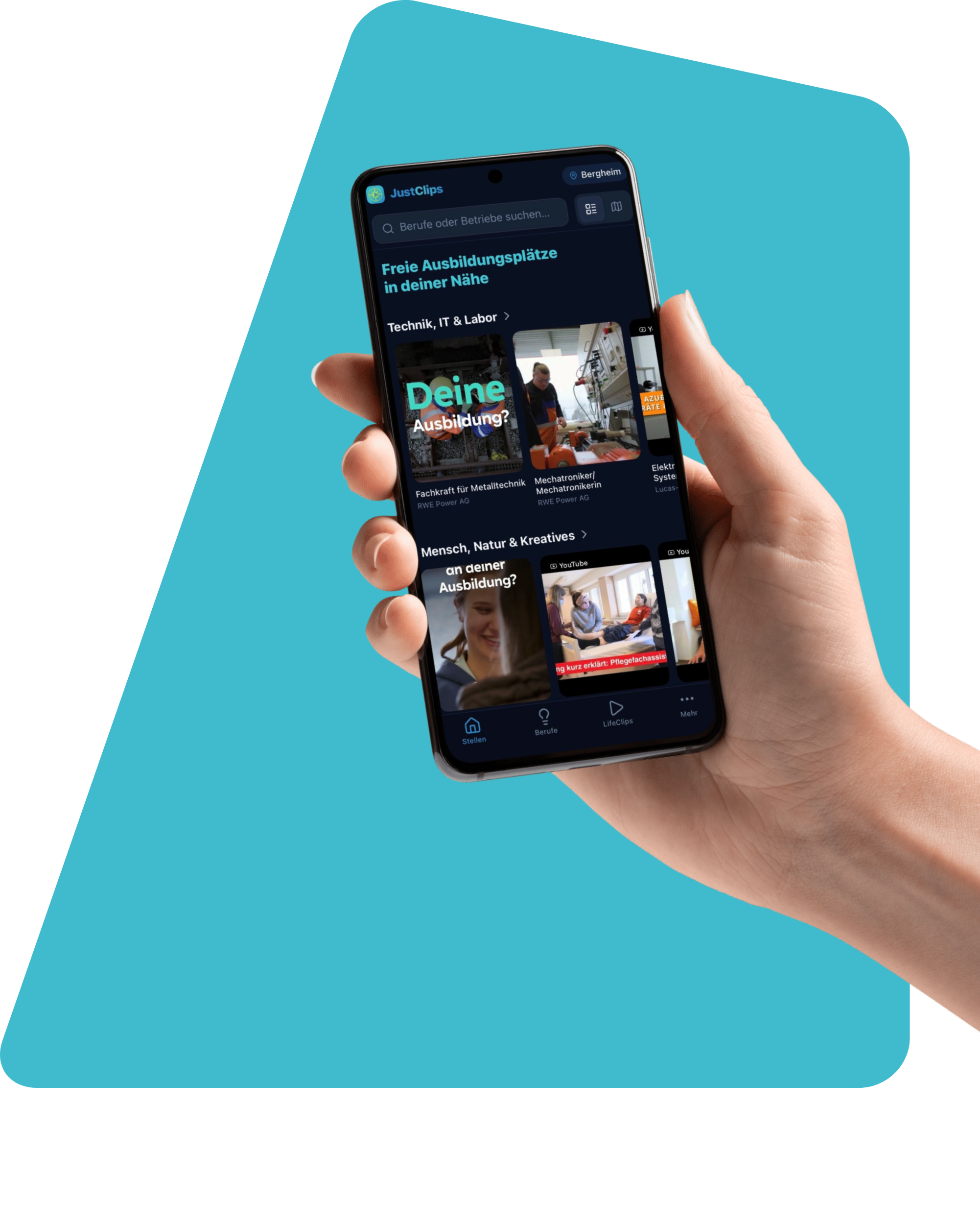 JustClips App auf einem Smartphone